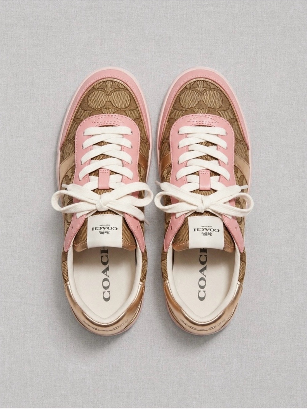 Coach C101 Signature Canvas Pink sneakers, style FG3490